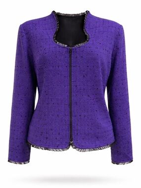 Joseph Ribkoff Purple Textured Jacket Size 18 Zip Front